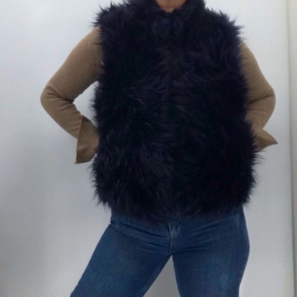 Ci Sono Retro 70’s Faux Fur Penny Lane Ombre Cozy Plush Vest Jacket - Picture 5 of 16